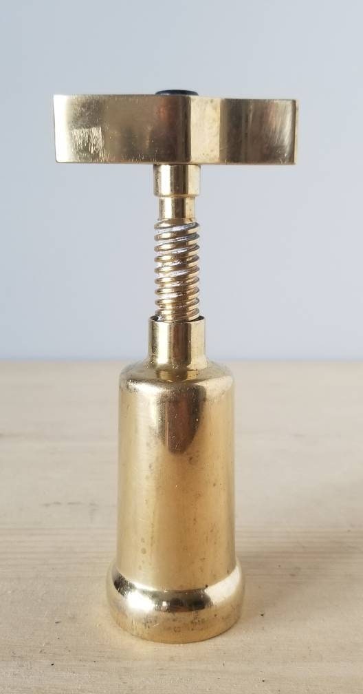 Vintage brass bottle opener corkscrew mid century barware wine