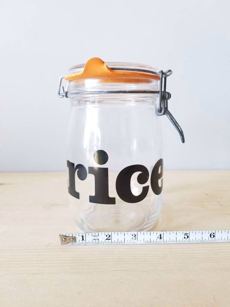 Mid century modern storage jar rice jar typography kitchen storage