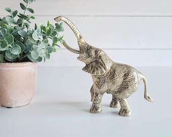 Vintage brass elephant | eclectic home decor | brass animals | elephant lover |