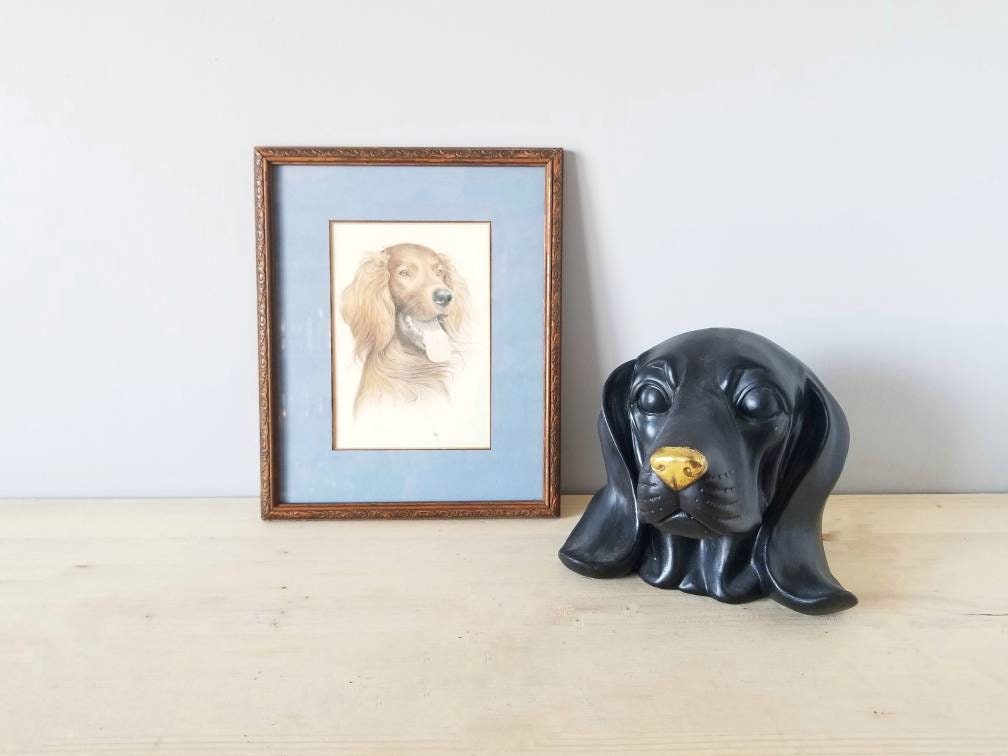 Vintage framed Irish Setter print framed mid century artwork dog art