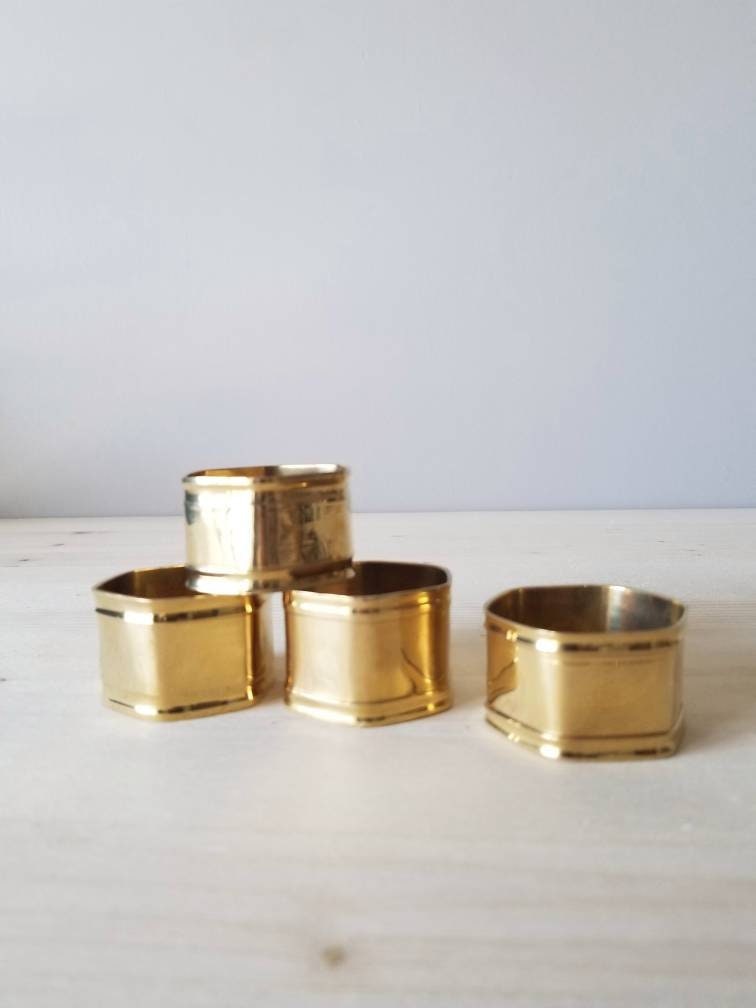 Vintage brass napkin rings set of 4