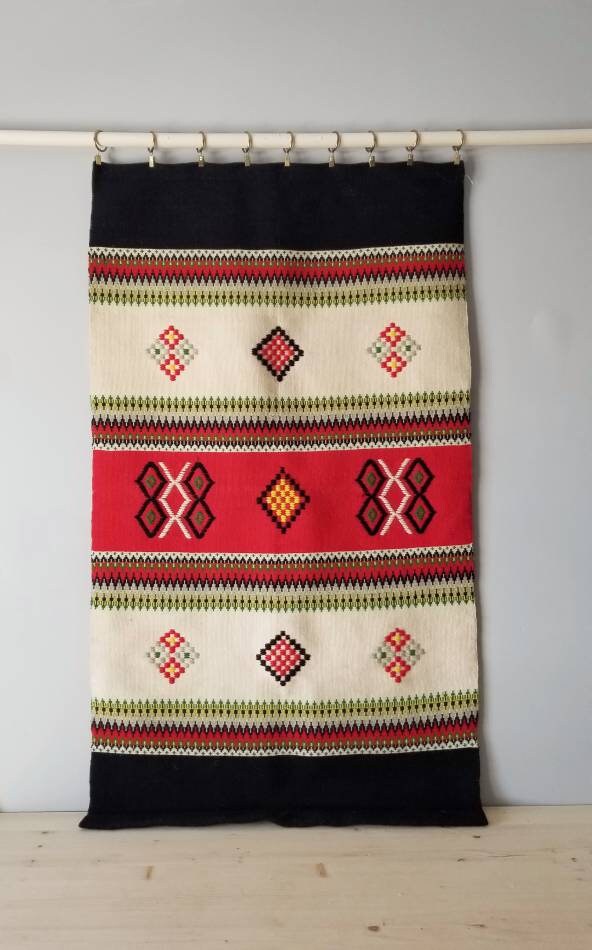 Vintage wool wall hanging rug wool rug
