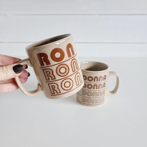 Vintage name coffee mug Ron or Donna gift for coffee lover coffee cup vintage font kiln craft England zdjęcie 8