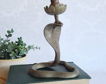 Vintage brass cobra snake candle holder | brass serpent candlestick holder | brass asp |