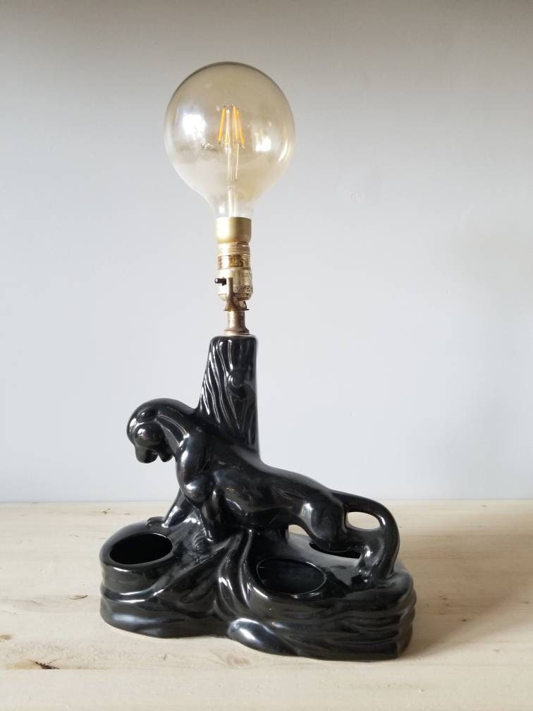 Vintage black panther lamp jaguar table lamp