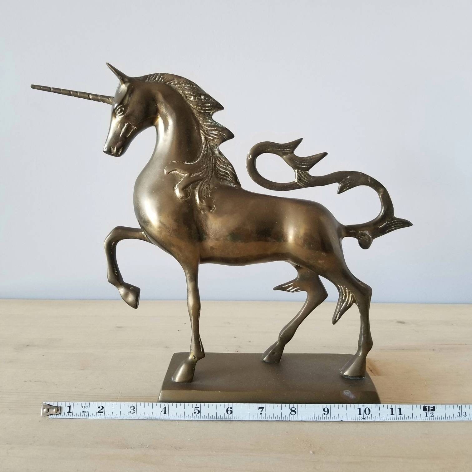 Vintage large brass unicorn statue | mythical horse figurine | fantasy unicorn