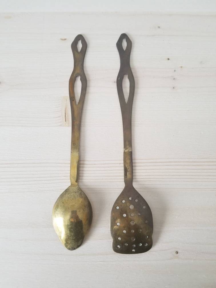 Vintage brass utensils brass serving spoons