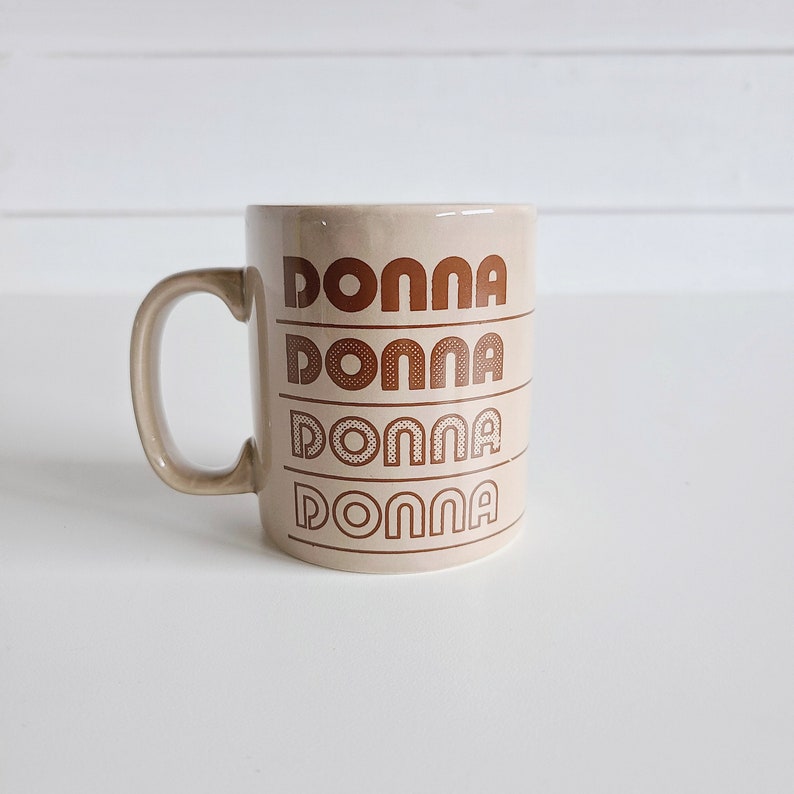 Vintage name coffee mug Ron or Donna gift for coffee lover coffee cup vintage font kiln craft England zdjęcie 5