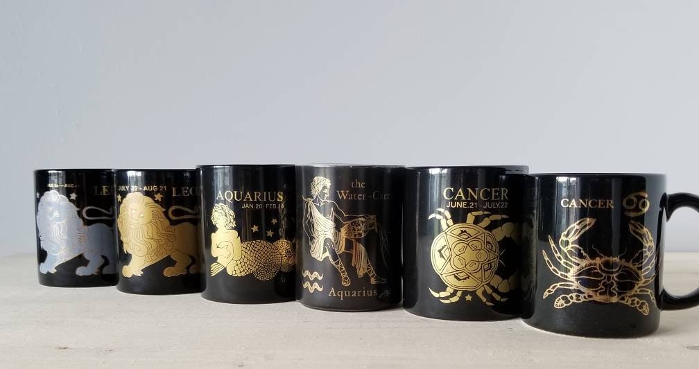 Vintage Zodiac mugs astrology coffee mug Horoscope cups