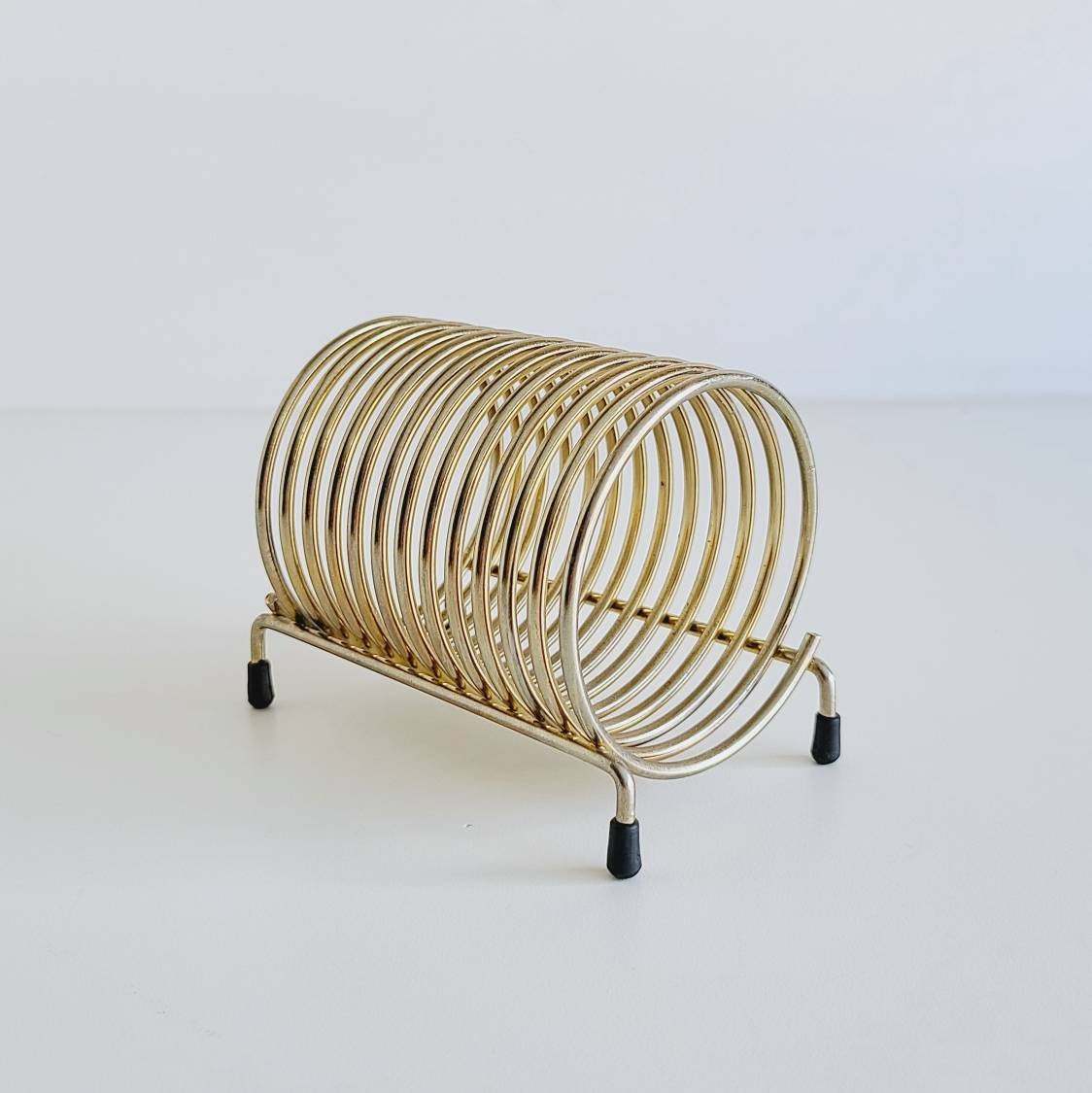 Vintage brass memo holder coiled receipt holder home office decor