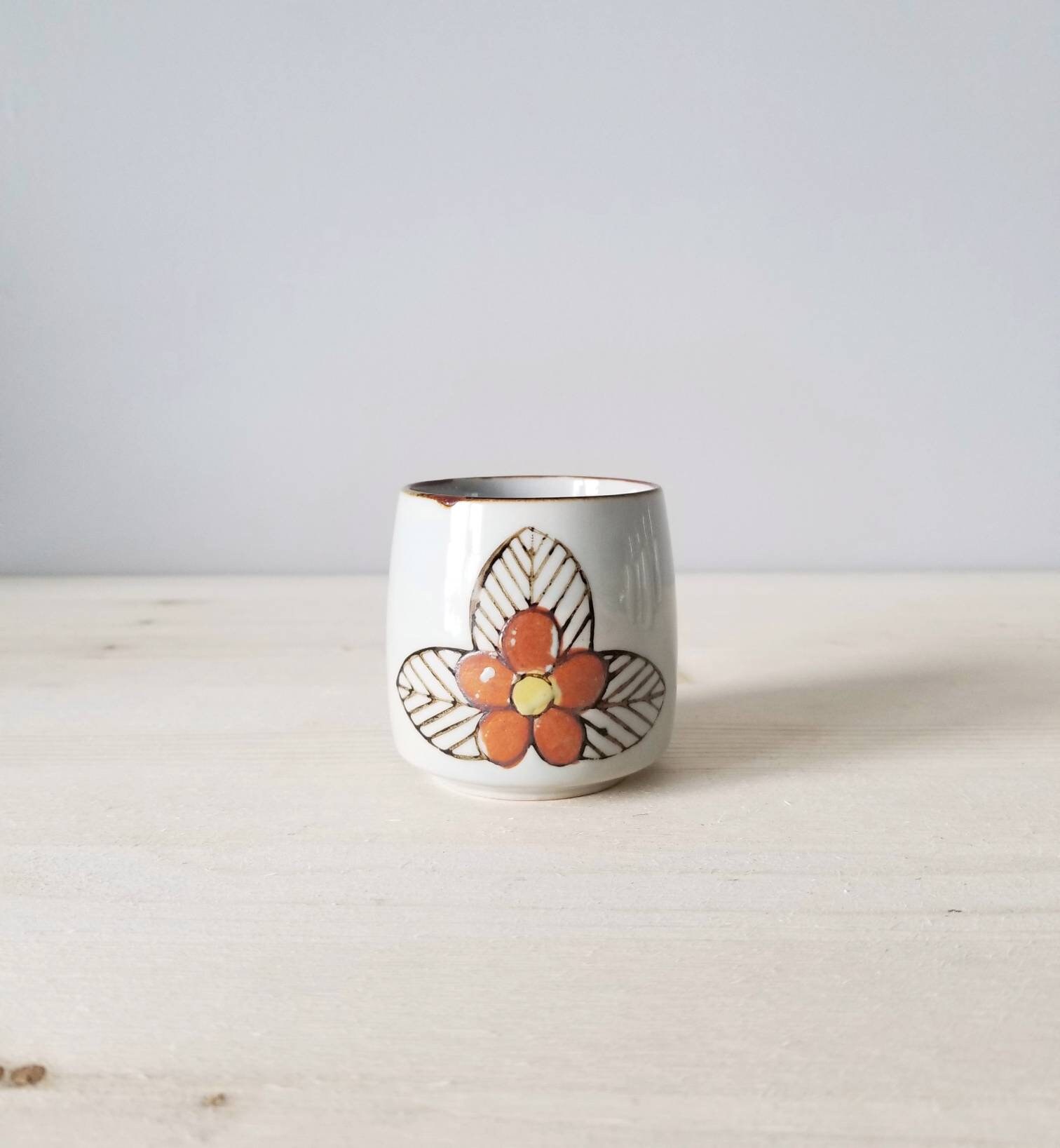 Vintage Japanese tea cups set of six Yunomi cups