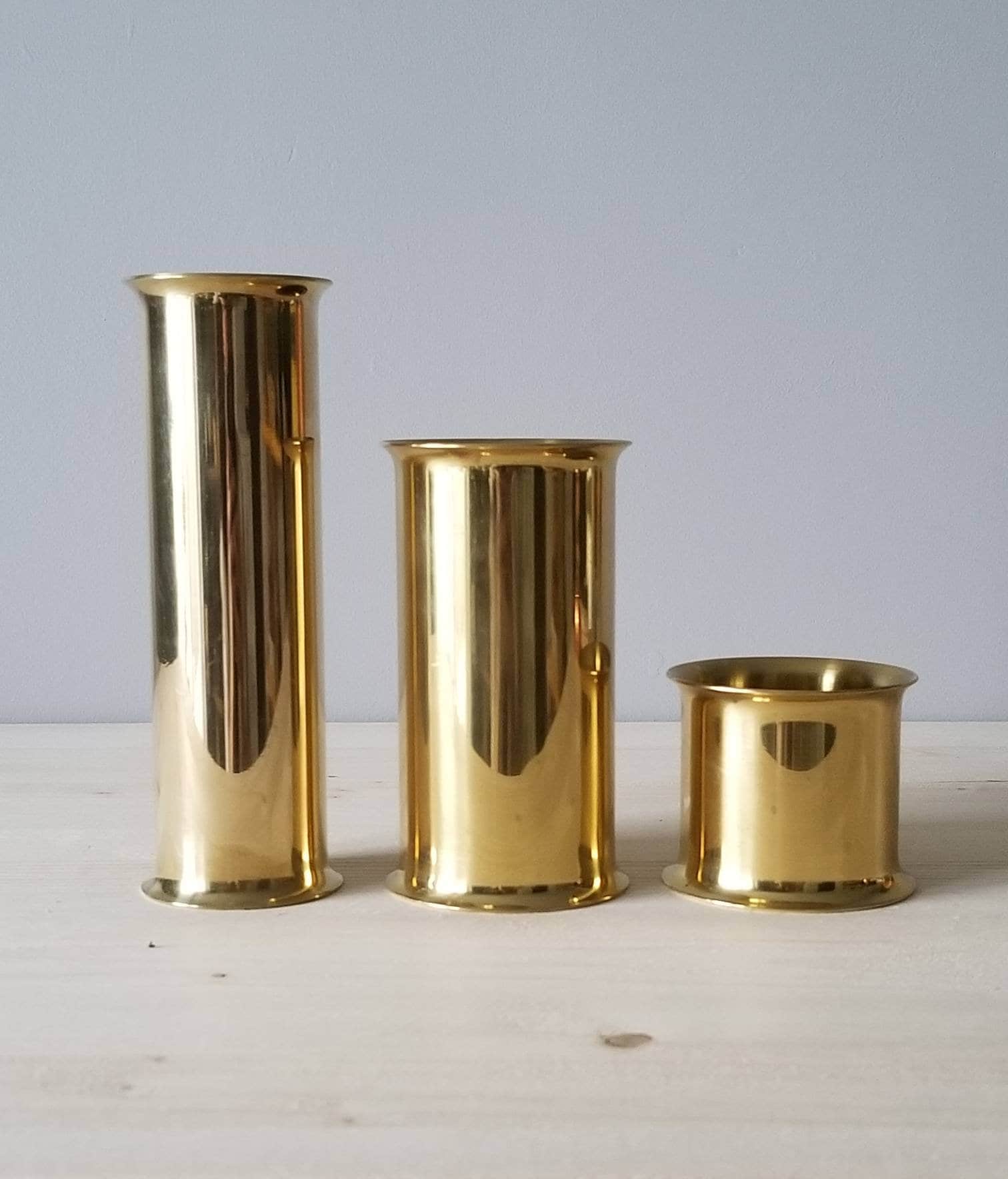 Vintage brass candle holders handmade Denmark tea light holders