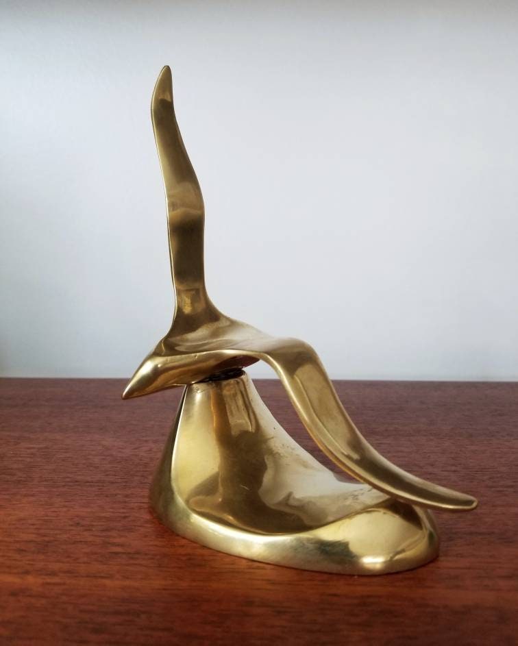 Vintage brass bird bookends seagull bookends brass birds mid