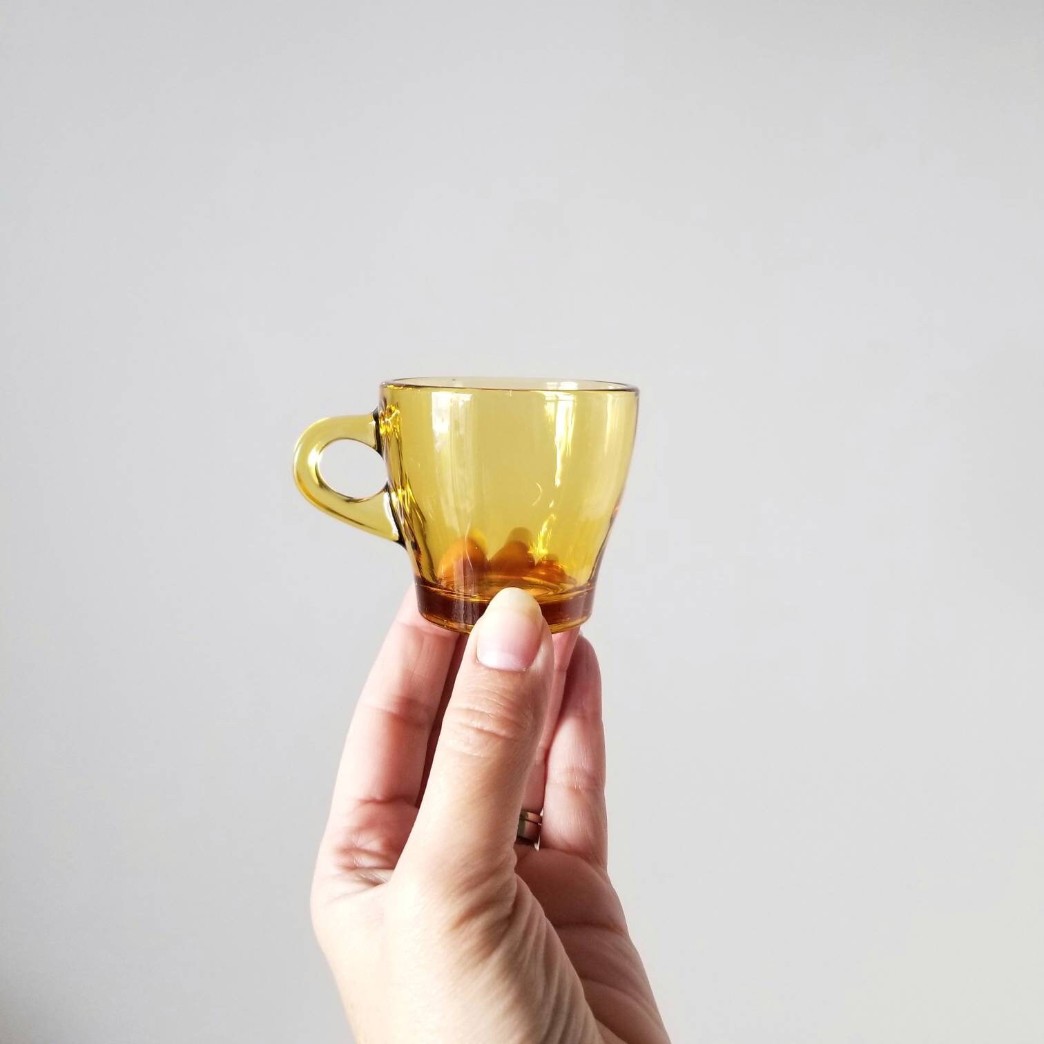 Vintage amber glass espresso cups colored glass coffee cups