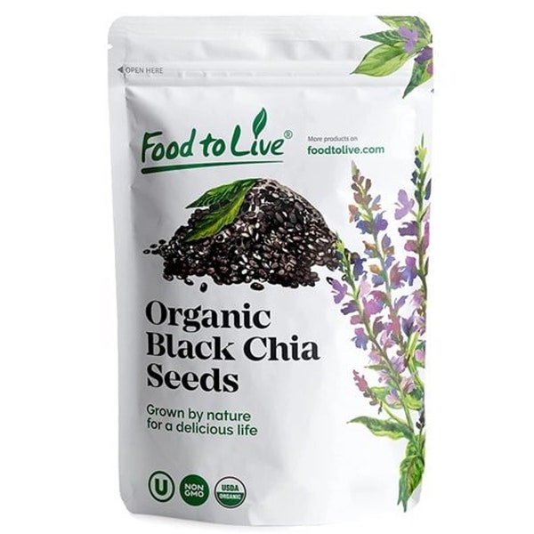 Organic Chia Seeds — Black, Vegan, Kosher, Non-GMO, Great for Smoothies, Sirtfood