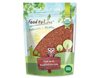 Organic Brown Flax Seeds – Non-GMO, Whole Raw Flaxseeds, Unroasted, Kosher, Vegan, Bulk. Rich in Omega-3 Fats. Great for Salads.