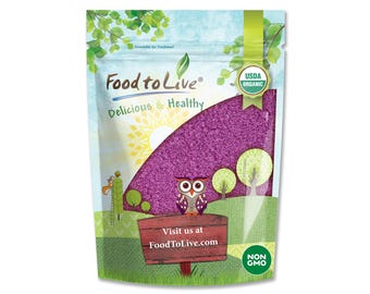 May include: A Food to Live organic product bag. The packaging has a colourful design with an owl, trees, and the text "Delicious & Healthy." The product is USDA organic and non-GMO.