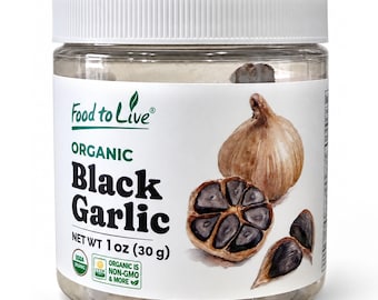 Organic Black Garlic, 30gr –Whole Bulb Produced by Natural Fermentation, Vegan.