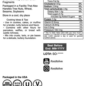 Organic Almond Flour – Extra Fine Blanched Prime Meal, Non-GMO, Low Carb, Culinary Grade, Kosher, Keto, Paleo, and Vegan Super Powder, Bulk image 4