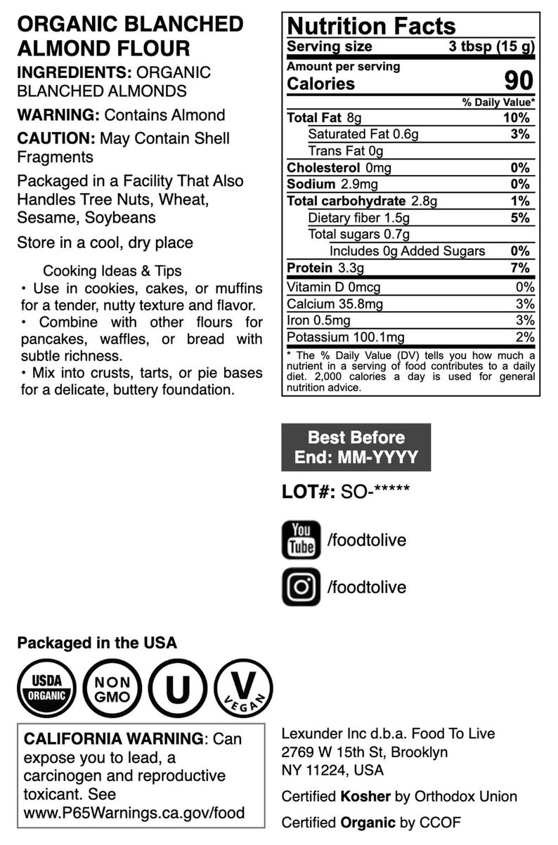 Organic Almond Flour – Extra Fine Blanched Prime Meal, Non-GMO, Low Carb, Culinary Grade, Kosher, Keto, Paleo, and Vegan Super Powder, Bulk image 4