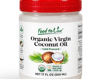 Organic Virgin Coconut Oil, 17 fl oz (500 ml) - Non-GMO, Raw, Pure, Cold-Pressed, Unrefined, Vegan, Bulk, Great for Hair, Skin and Cooking