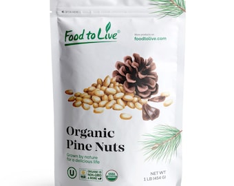 Organic Pine Nuts – Non-GMO, Whole Raw Pignolias, Unsalted, No Shell, Vegan, Kosher, Bulk Snack. Rich in Vitamin E, Protein.