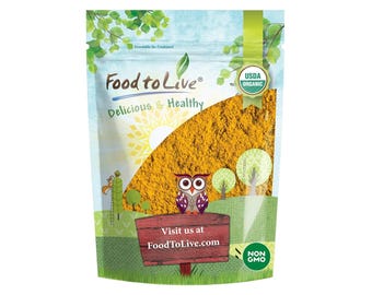 Organic Turmeric Powder — Rich in Curcumin, Non-GMO, Ground Turmeric Root, Raw, Kosher, Vegan, Sirtfood, Bulk