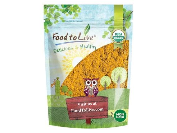 Organic Turmeric Powder — Rich in Curcumin, Non-GMO, Ground Turmeric Root, Raw, Kosher, Vegan, Sirtfood, Bulk