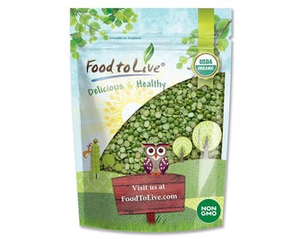 Pois cassés verts biologiques – Sans OGM, casher, crus, séchés, parfaits pour la soupe aux pois, riches en protéines et en fibres, en vrac
