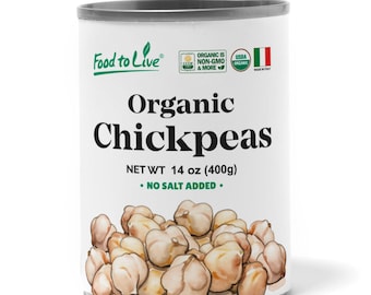 Organic Canned Chickpeas - Unsalted Non-GMO Garbanzo Beans. Perfect for Salads, Soups, Hummus, and Falafel. Vegan. Made in Italy