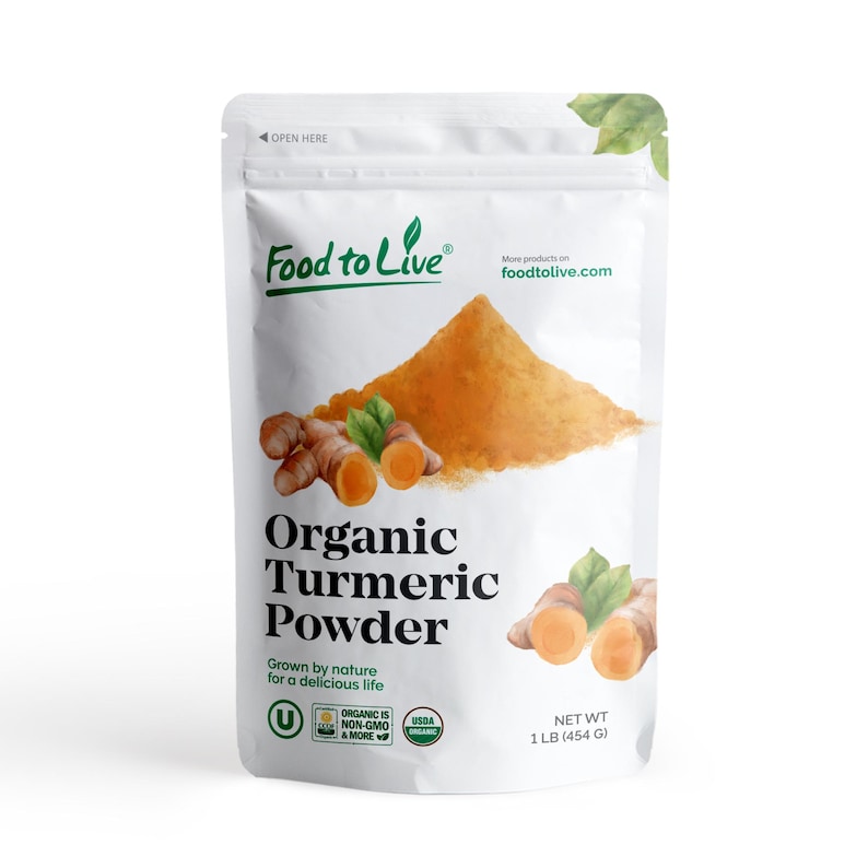 Organic Turmeric Powder — Rich in Curcumin, Non-GMO, Ground Turmeric Root, Raw, Kosher, Vegan, Sirtfood, Bulk 1 lb