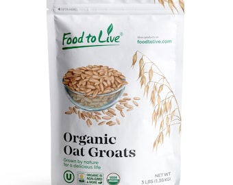 Organic Oat Groats — 100% Whole Grain, Non-GMO Seeds, Kosher, Raw, Non-Irradiated, Vegan, Bulk, Low Glycemic