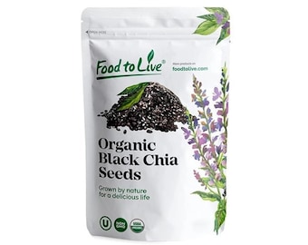 Organic Chia Seeds — Black, Vegan, Kosher, Non-GMO, Great for Smoothies, Sirtfood