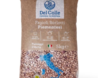 Del Colle Piemonte Cranberry Beans, 11 LBS (5 kg) – Sproutable, Vegan, Kosher