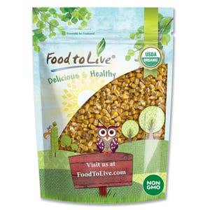 Organic Yellow Whole Corn - Non-GMO Maize, Cleaned and Dried Kernels, Vegan, Kosher, Bulk, Good Source of B vitamins