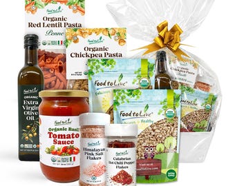 Pasta Gift Basket - Italian Non-GMO Vegan Holiday Food Box - by Food to Live