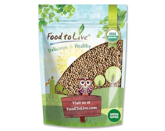 Organic Coriander Seeds — Whole, Non-GMO Spice, Non-Irradiated, Vegan, Dry, Bulk, Perfect for Garam Masala and Curry