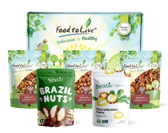 Keto Raw Nuts in a Gift Box - Pecans, Brazil Nuts, Macadamia Nuts, Walnuts, Hazelnuts