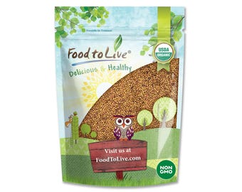 May include: A package of Food to Live organic seeds. The bag features a colorful illustration of a landscape with an owl, trees, and a rising sun. The text on the bag reads "Delicious & Healthy" and "Visit us at FoodToLive.com".