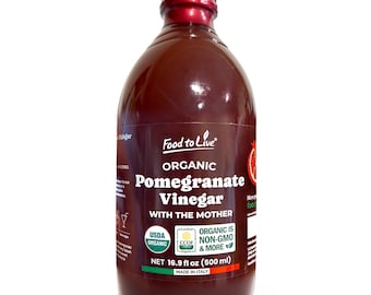 Organic Pomegranate Vinegar with the Mother, 500ml - by Food to Live