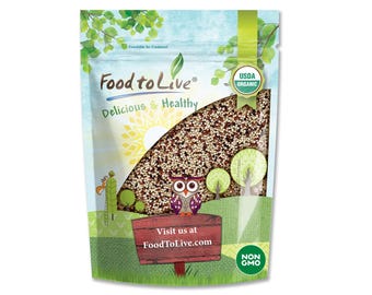Organic Tri-Color Quinoa — Non-GMO, Non-Irradiated, Kosher, Vegan, Bulk, Blend of White, Black and Red Quinoa, Sirtfood