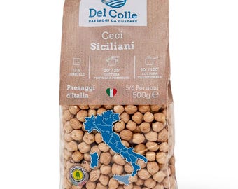 Del Colle Sicilian Chickpeas, 1.1 LB (500 g) – Vegan, Kosher, Bulk