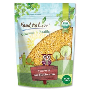 Organic Yellow Mung Dal – Non-GMO, Peeled Split Mung Beans (Moong Dal), Vegan, Bulk. Ayurvedic Food. Easy to Cook