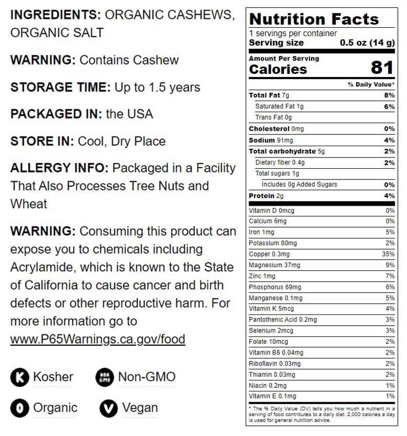 Organic Dry Roasted Whole Cashews With Himalayan Salt – Non-gmo, Oven ...