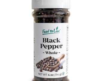 Whole Black Pepper, 4 oz – Kosher, Vegan – by Food to Live
