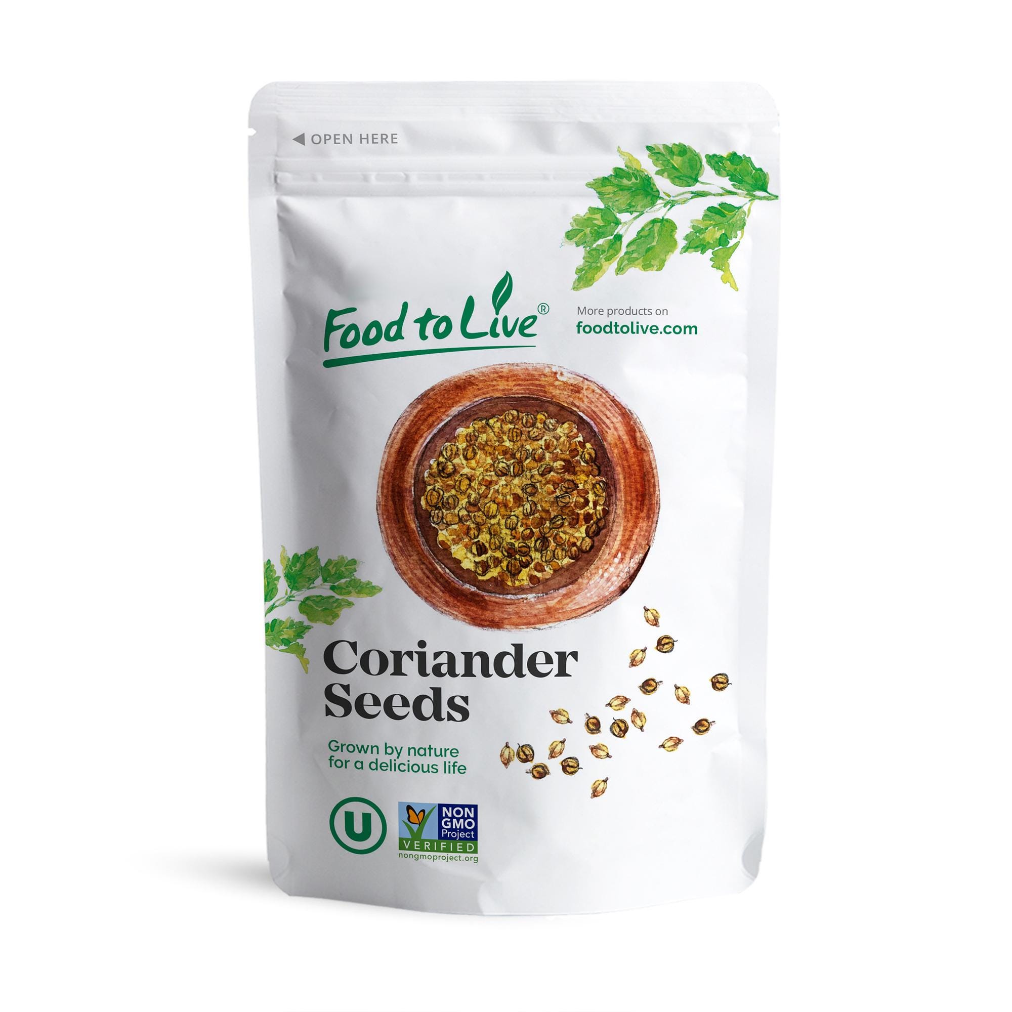 Whole Coriander Seeds – Non-GMO Verified, Dried Cilantro Seeds, Vegan, Kosher, Bulk Spice. Great for Middle East, Indian Dishes