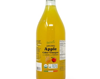 Organic Apple Cider Vinegar with Ginger and Turmeric (1l) – Non-GMO, Vegan – by Food to Live