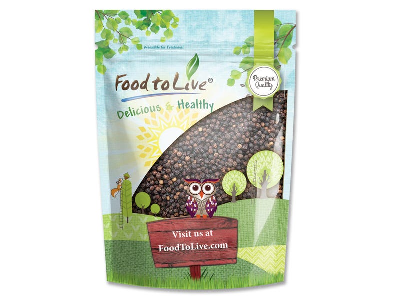 Whole Black Pepper – Dried Peppercorns, Kosher, Vegan, Bulk Spice. Strong Pungent Flavor. Perfect for Grinder Refill. image 1