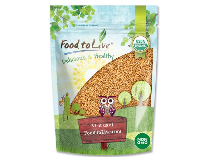 Organic Golden Flax Seeds – Whole Raw Flaxseeds, Non-GMO, Kosher, Vegan, Bulk. Rich in Omega-3 Fatty Acids, Protein, and Dietary Fiber. image 1