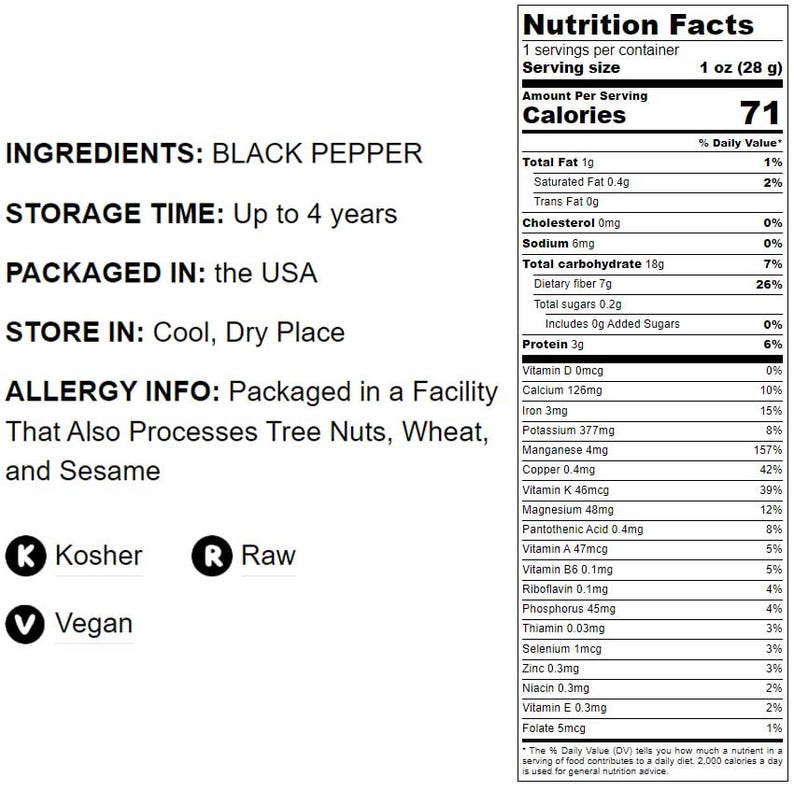 Whole Black Pepper – Dried Peppercorns, Kosher, Vegan, Bulk Spice. Strong Pungent Flavor. Perfect for Grinder Refill. image 4